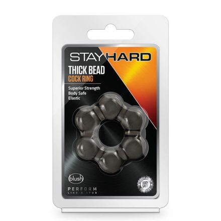 STAY HARD THICK BEAD péniszgyűrű - fekete